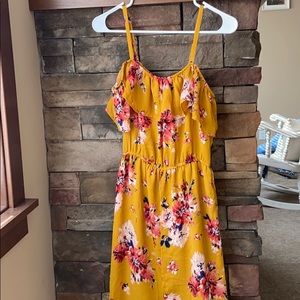 Yellow flower print High low dress/romper